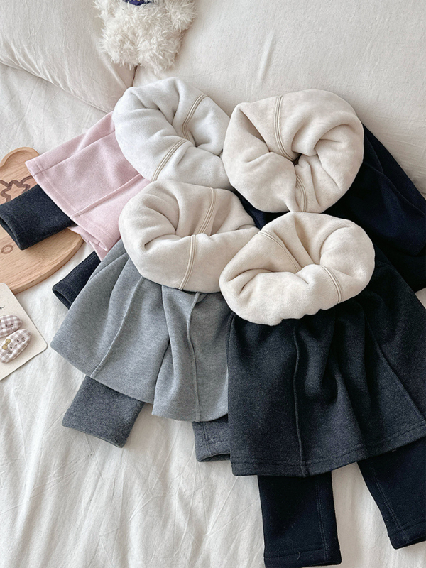 Dječje široke hlače od pamuka, visoki pojas, elastičan pojas, zima, korejski stil