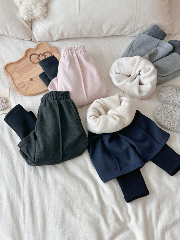 Dječje široke hlače od pamuka, visoki pojas, elastičan pojas, zima, korejski stil