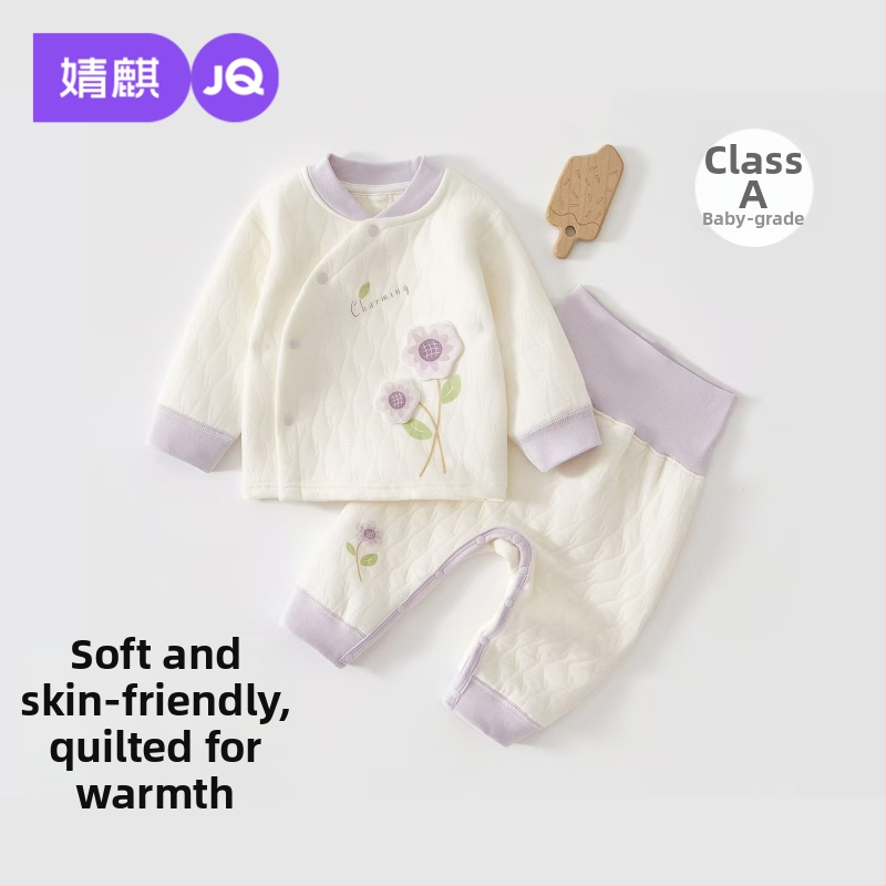 Kaks tükki beebide puuvillast komplekt: pikkade varrukatega top ja pikkade pükside komplekt, karikatuurimuster, vastsündinutele 0–12 kuud, paks materjal sügistalve kevadeks