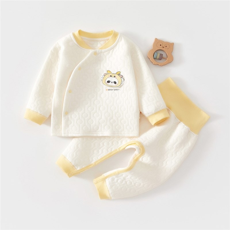 Kaks tükki beebide puuvillast komplekt: pikkade varrukatega top ja pikkade pükside komplekt, karikatuurimuster, vastsündinutele 0–12 kuud, paks materjal sügistalve kevadeks