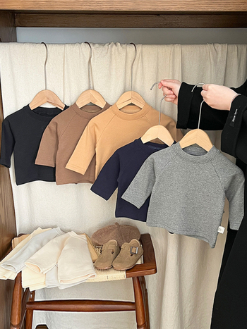 Dječja majica s dugim rukavima i okruglim izrezom – korejskog stila, unisex, mek pamuk (96%), za proljeće i jesen.