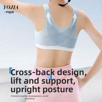YOJIA Meitenēm – attīstības posms 2 krūšturis, poliestera terry audums, sporta top bērniem, vecums 8+ gadi, augums virs 140 cm, visas sezonas