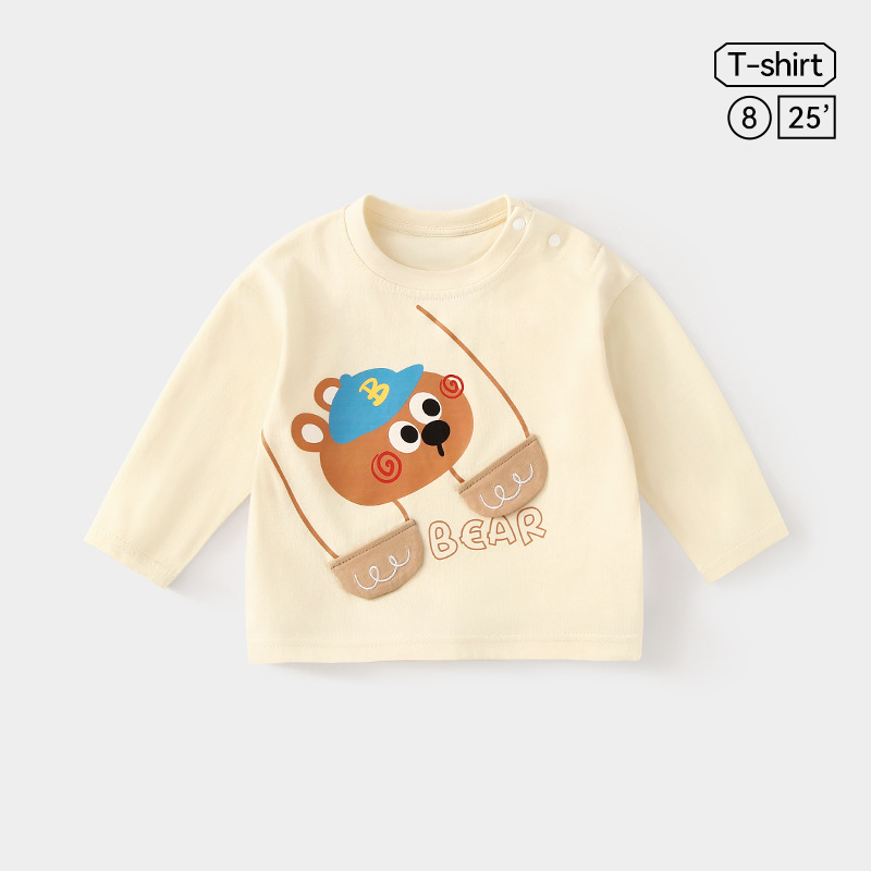 JOYNCLEON Dječje majice s dugim rukavima, 100% pamuk, unisex, okrugli izrez, cartoon uzorak, odvod vlage, za uzrast 3–8 godina