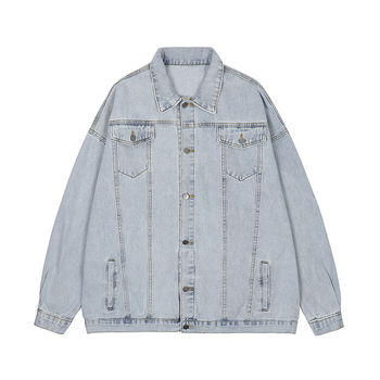 Geacă din bumbac pentru bărbați, guler cu rever, croială lejeră, închidere cu nasturi simple, primăvară și toamnă (principal material: bumbac 70%)