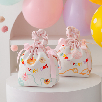 Бебешка подаръчна кутия за лакомства, кръгла, плат, карикатурен стил, Zi ji марка, подходяща за сватби