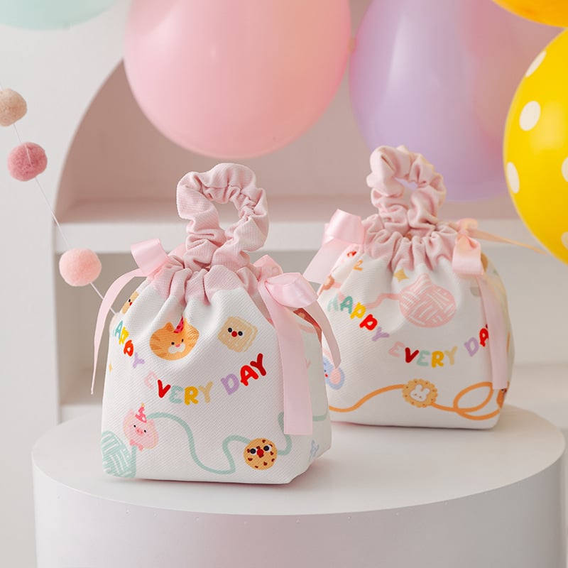 Бебешка подаръчна кутия за лакомства, кръгла, плат, карикатурен стил, Zi ji марка, подходяща за сватби