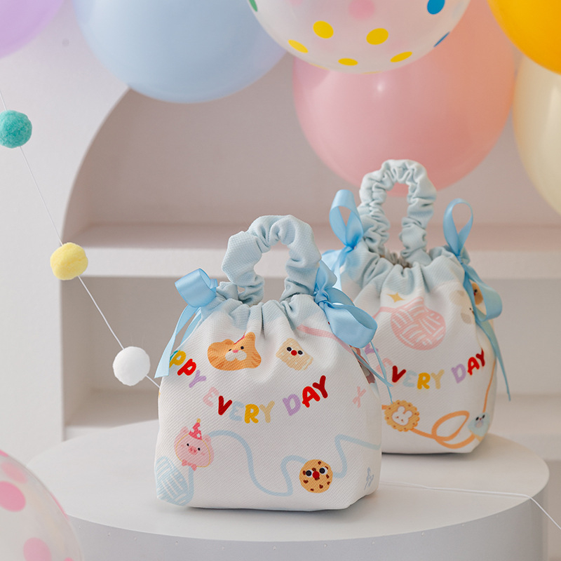 Бебешка подаръчна кутия за лакомства, кръгла, плат, карикатурен стил, Zi ji марка, подходяща за сватби