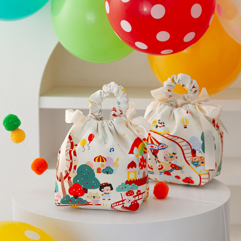 Бебешка подаръчна кутия за лакомства, кръгла, плат, карикатурен стил, Zi ji марка, подходяща за сватби