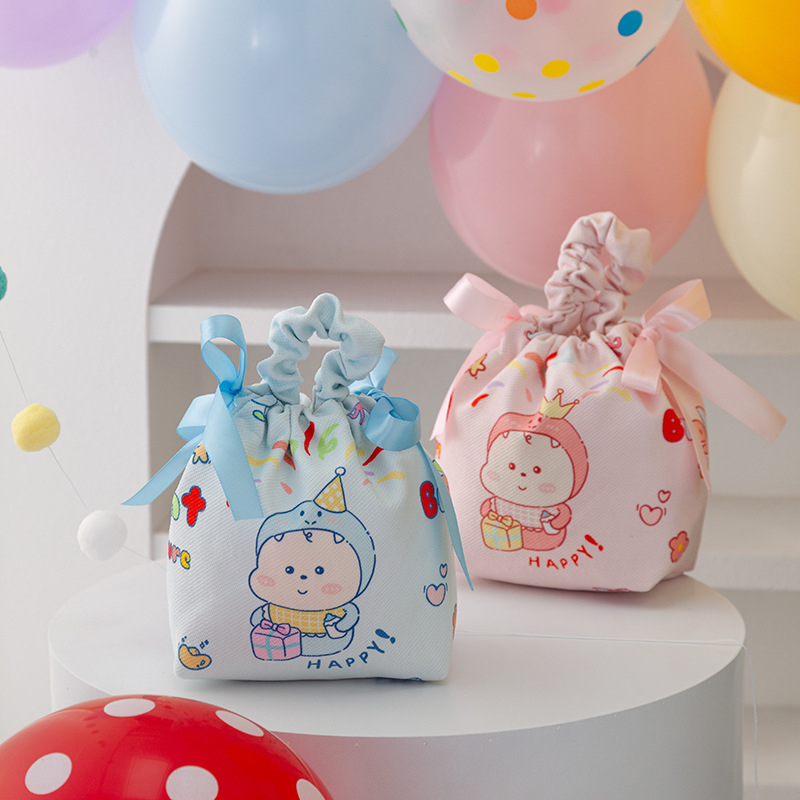 Бебешка подаръчна кутия за лакомства, кръгла, плат, карикатурен стил, Zi ji марка, подходяща за сватби