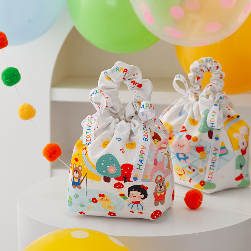 Бебешка подаръчна кутия за лакомства, кръгла, плат, карикатурен стил, Zi ji марка, подходяща за сватби