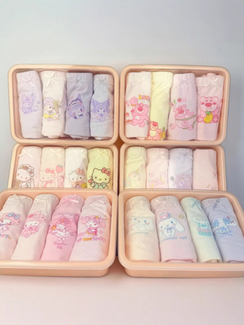 4 komada dječjih gaćica u stilu Bento box, unisex, pamuk, A razred, 7A antibakterijski, uzorak crtića, bez stezanja, mala veličina