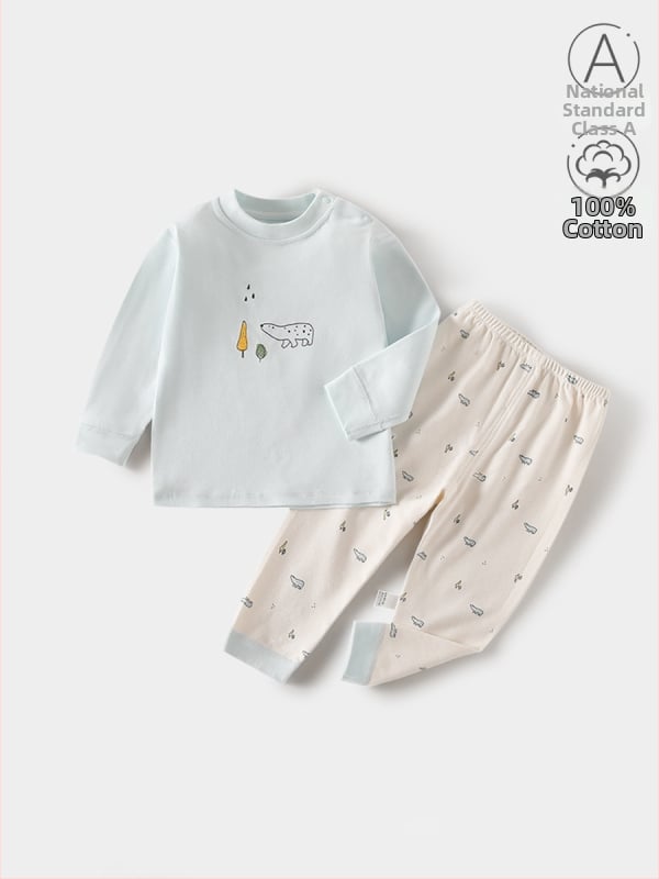 Kūdikių medvilnės apatinių komplektas (viršus ir kelnaitės), 100% medvilnė, antibakterinis, unisex, naujagimiams