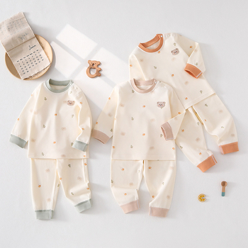 Vaikų medvilninis miego komplektas - unisex, apvalus kaklo iškirptė, 100% medvilnė, 0–12 mėn