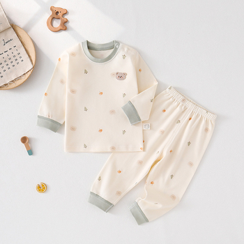 Vaikų medvilninis miego komplektas - unisex, apvalus kaklo iškirptė, 100% medvilnė, 0–12 mėn