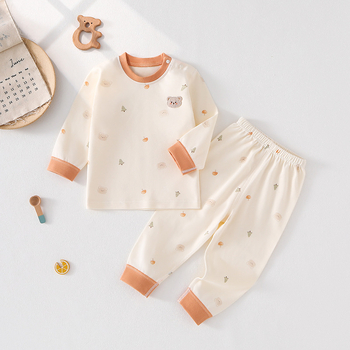 Vaikų medvilninis miego komplektas - unisex, apvalus kaklo iškirptė, 100% medvilnė, 0–12 mėn