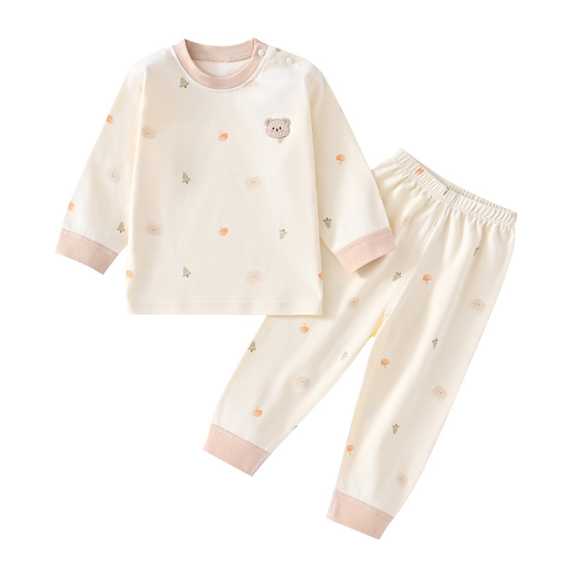 Vaikų medvilninis miego komplektas - unisex, apvalus kaklo iškirptė, 100% medvilnė, 0–12 mėn