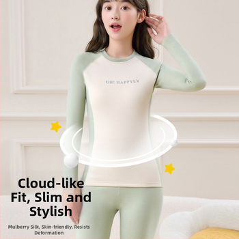 Vilnonis šiluminis komplektas paauglių mergaitėms — šildymas, anti-pilling, apvalus kaklas, ilgomis rankovėmis viršus ir kelnės, 13–18 metų