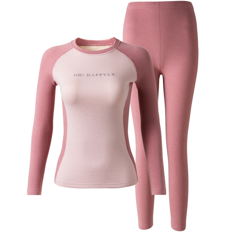 Тийнейджърски комплект от вълнено термобельо — отопляващ, антипилинг, кръгла яка, дълъг ръкав топ и панталони, за възраст 13–18 г