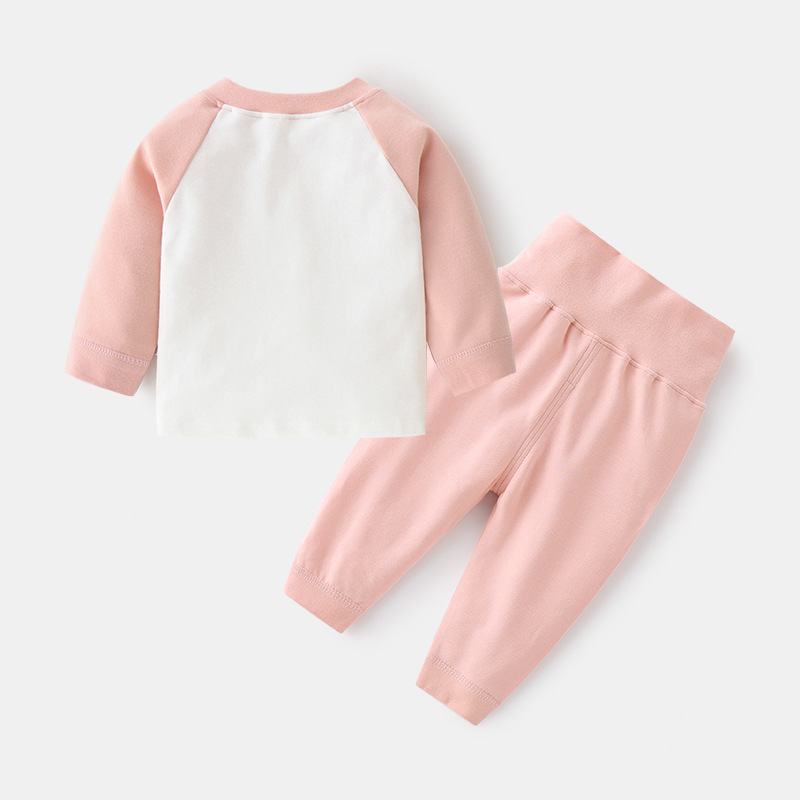 Vaikų medvilninis apatinių komplektas su Raglano marškinėliu ir aukšto juosmens kelnėmis, 100% medvilnė, tinkamas 1–3 metų amžiui, ruduo–žiema