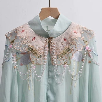Saten kaput-vest za antički kostim, lagani luksuzni stil, jacquard ukras ručni pleteni detalj