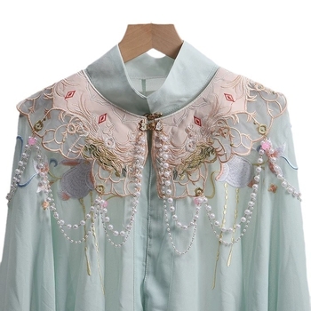 Saten kaput-vest za antički kostim, lagani luksuzni stil, jacquard ukras ručni pleteni detalj