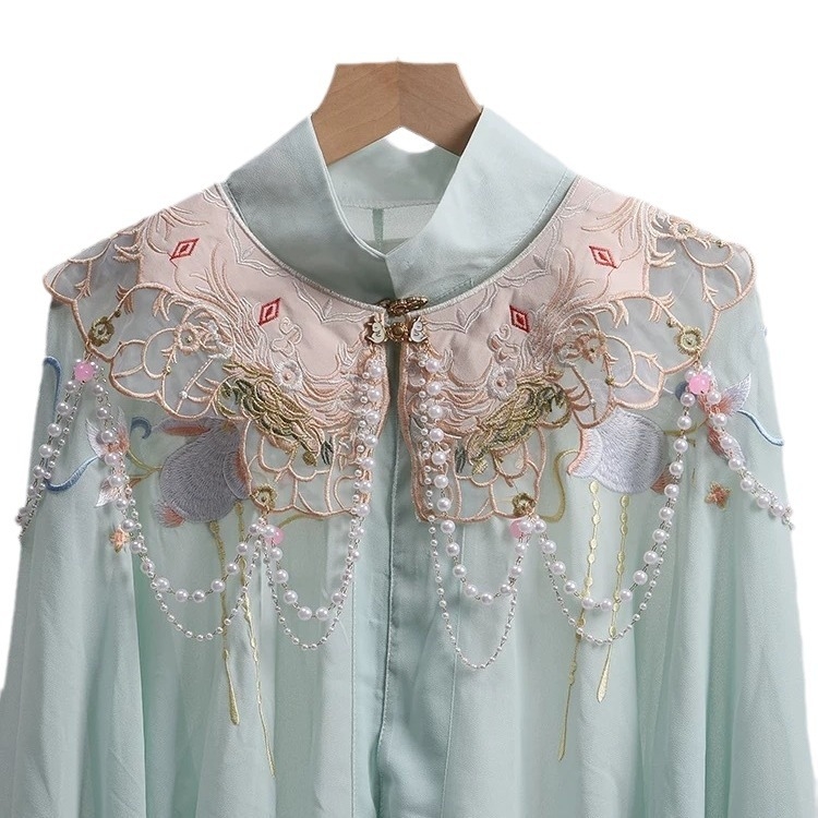 Saten kaput-vest za antički kostim, lagani luksuzni stil, jacquard ukras ručni pleteni detalj
