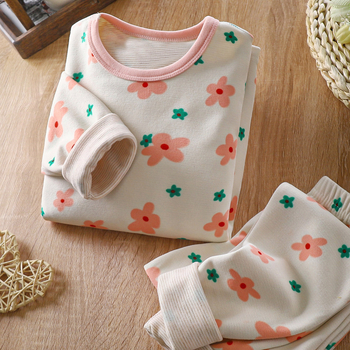 Gyerekeknek készített varrat nélküli termikus alsóruha szett, uniszex, vékony poliészter anyag (65%), rajzfilm minta, 1–3 éves korosztálynak