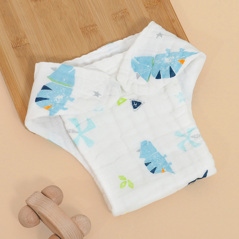 Mu Mu Bear medvilnės marlės sauskelnių kelnaitės su karikatūrų spauda, skalbiamos, tinkamos 9–18 kg