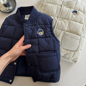 Vesta pentru copii cu umplutură de bumbac, groasă pentru iarnă, stil coreean, căptușeală de bumbac, închidere cu nasturi