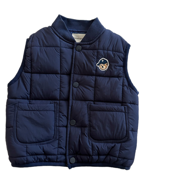 Vesta pentru copii cu umplutură de bumbac, groasă pentru iarnă, stil coreean, căptușeală de bumbac, închidere cu nasturi