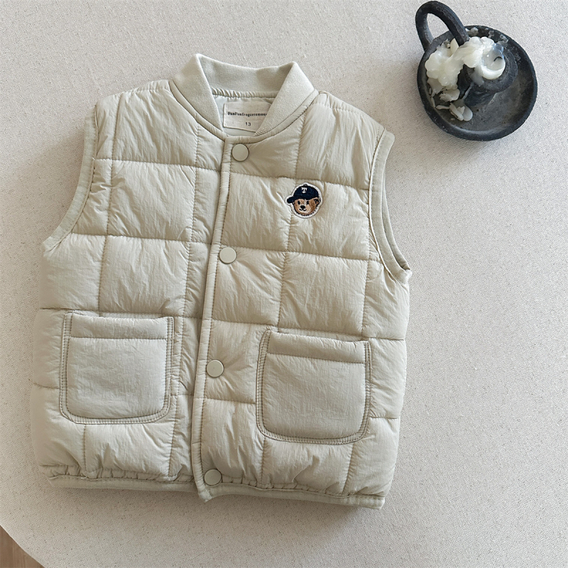 Vesta pentru copii cu umplutură de bumbac, groasă pentru iarnă, stil coreean, căptușeală de bumbac, închidere cu nasturi