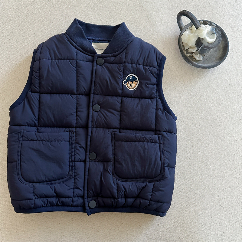 Vesta pentru copii cu umplutură de bumbac, groasă pentru iarnă, stil coreean, căptușeală de bumbac, închidere cu nasturi