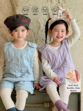 Laste soe ööriide kombinesoon - 90% polüester, Wool Silk kangas, pehme töötlemine, sobib 3–8-aastastele