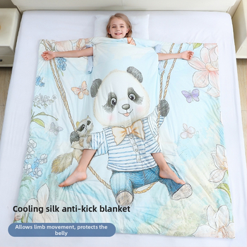 Бебешки спален чувал от коприна със защита срещу ритане, карикатурен стил, пълнеж коприна, външна материя полиестер, марка Muyunxi