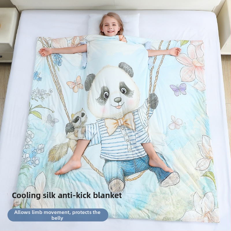 Бебешки спален чувал от коприна със защита срещу ритане, карикатурен стил, пълнеж коприна, външна материя полиестер, марка Muyunxi