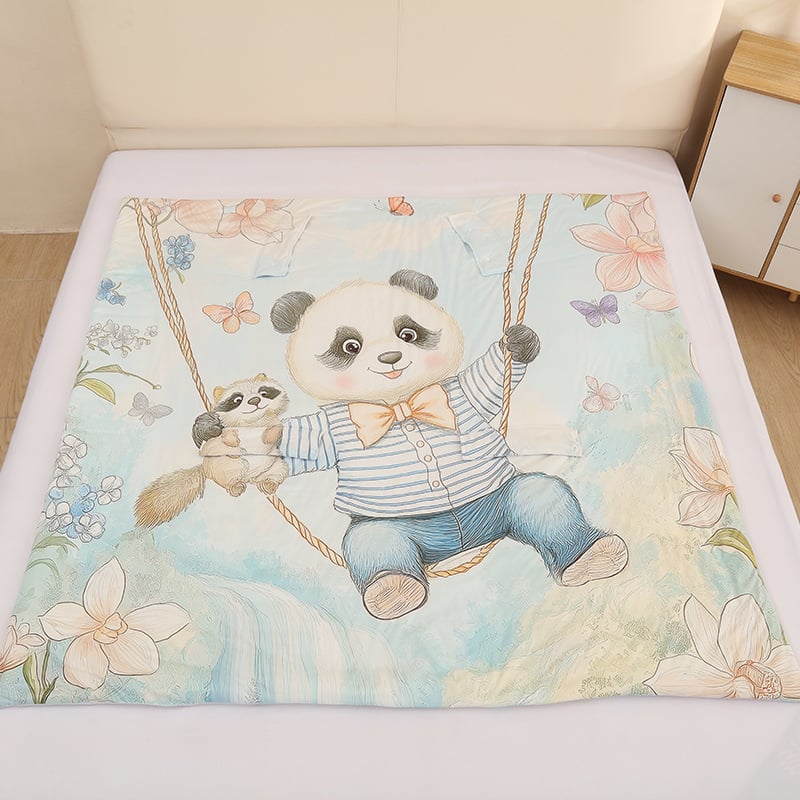 Бебешки спален чувал от коприна със защита срещу ритане, карикатурен стил, пълнеж коприна, външна материя полиестер, марка Muyunxi