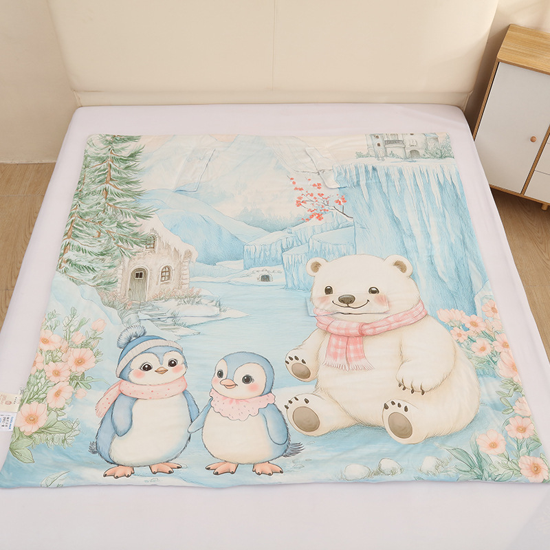 Бебешки спален чувал от коприна със защита срещу ритане, карикатурен стил, пълнеж коприна, външна материя полиестер, марка Muyunxi