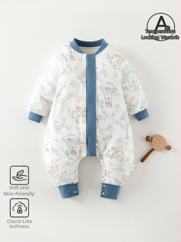 Kūdikio miego maišelis su atskirai esančiomis kojomis, nuimamomis rankovėmis, storesnės medvilnės su poliesterio įdaru, tinkamas žiemai ir rudeniui