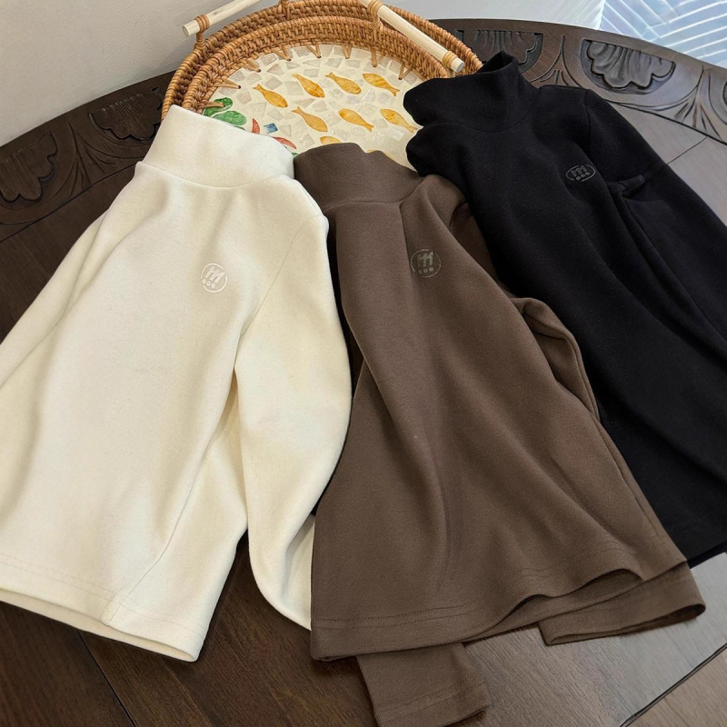 Gyerekek hosszú ujjú termikus felső, önmelegedő fleece, 95% poliészter, 5% spandex, koreai stílus, őszi–téli viselethez