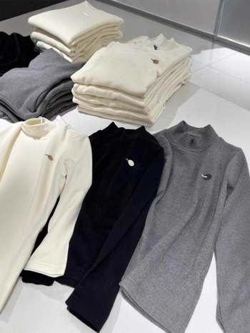 Fiúknak szóló hosszú ujjú aláöltözet felső félmagas gallérral, meleg velúr belsővel, uniszex, ősz-tél