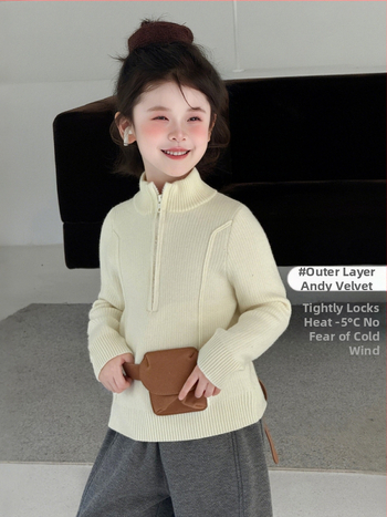 Vaikų megztinis Korėjiečių stiliaus, Nailonas/Poliamidas, Megztinis per galvą, Apvalus kaklo iškirpimas