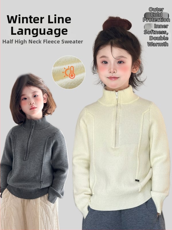 Детски пуловер, корейски стил, найлон/полиамид, през глава, кръгла яка