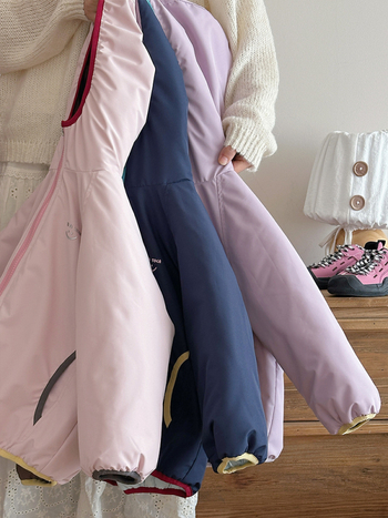 Lányoknak szóló fordítható pamut téli kabát, 3–8 éveseknek, cipzáras lezárás