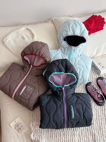 Lányoknak szóló fordítható pamut téli kabát, 3–8 éveseknek, cipzáras lezárás