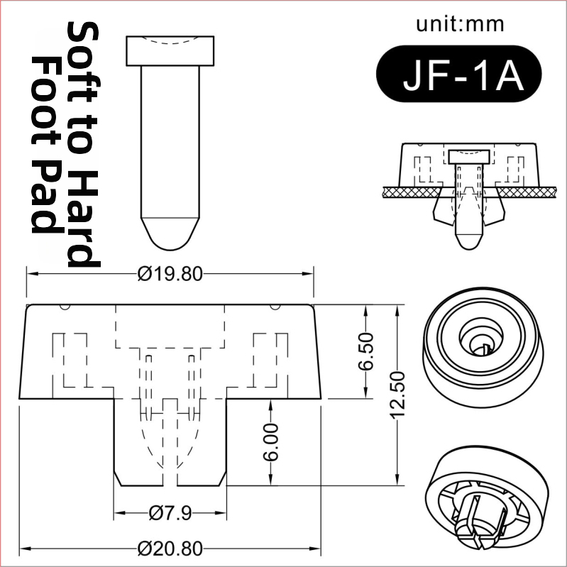 Latch-Tip Podložak za Stopalo, Plastična Šasija Pad, Mekane Gumene Podloge Za Stroj — Protuklizno, Otporno na Udarce, Izolirano, Plug-In