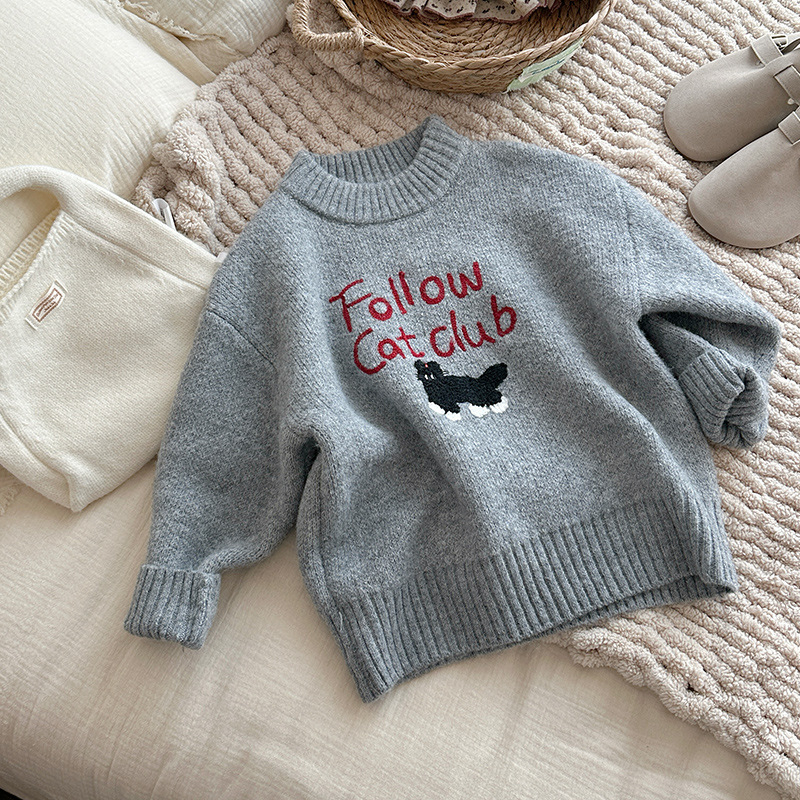 Детски пуловер от вълна, корейски стил, меко обработено плетиво, пуловер с кръгла яка, за деца 3–8 години, зима/пролет/есен