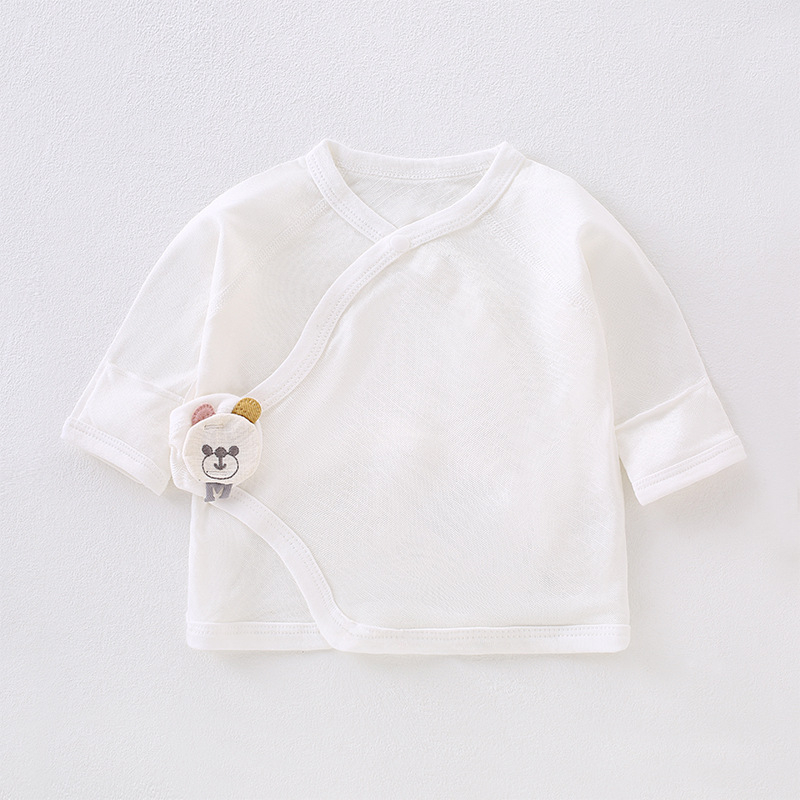 Zīdaiņu kokvilnas tops – vasaras plāns, apaļš kakla izgriezums, 100% kokvilna, bez kapuces