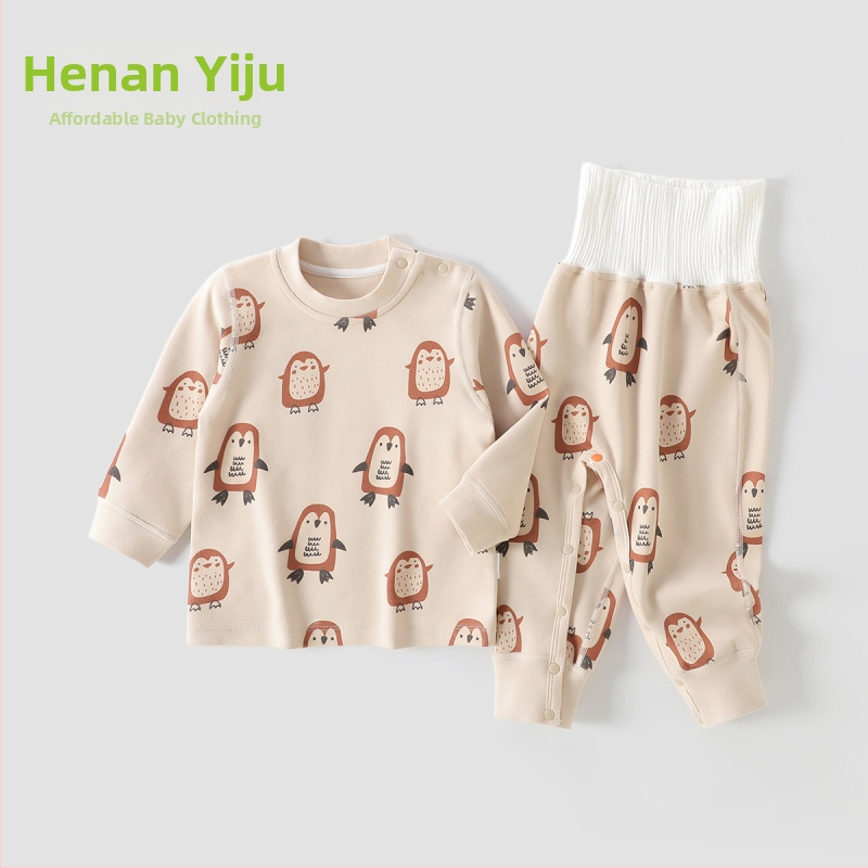 Laste kodu ööriided komplekt kõhu kaitsega, unisex, neli aastaajad, Regenerated Cellulose Fiber materjal, karikatuurmuster