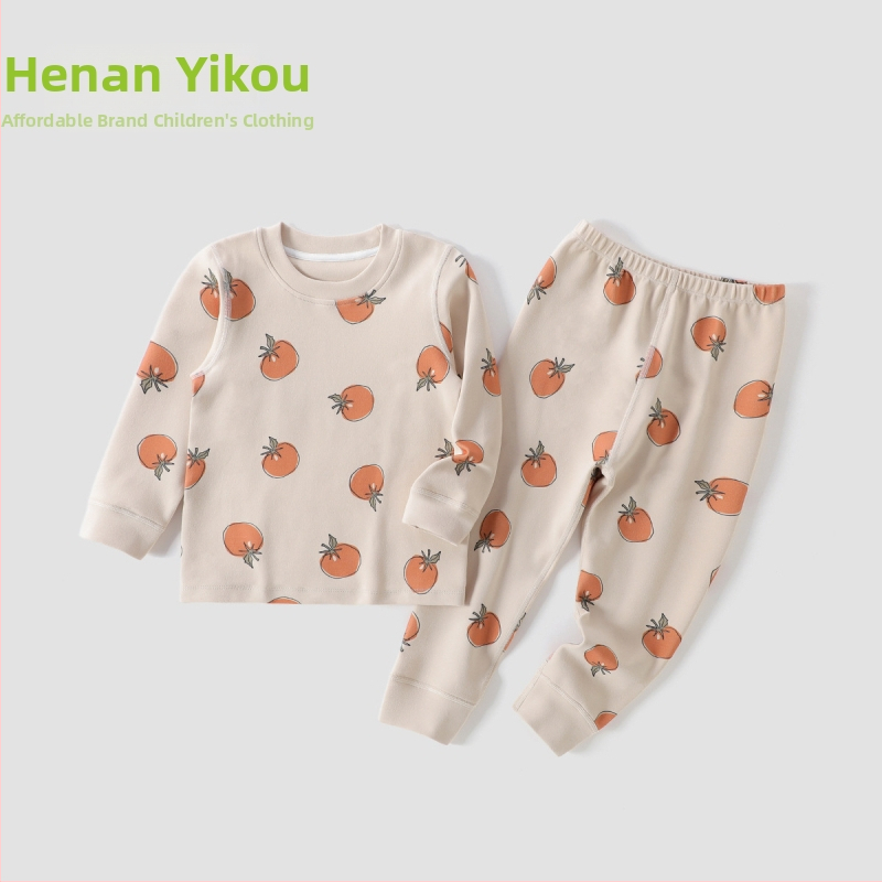 Laste kodu ööriided komplekt kõhu kaitsega, unisex, neli aastaajad, Regenerated Cellulose Fiber materjal, karikatuurmuster