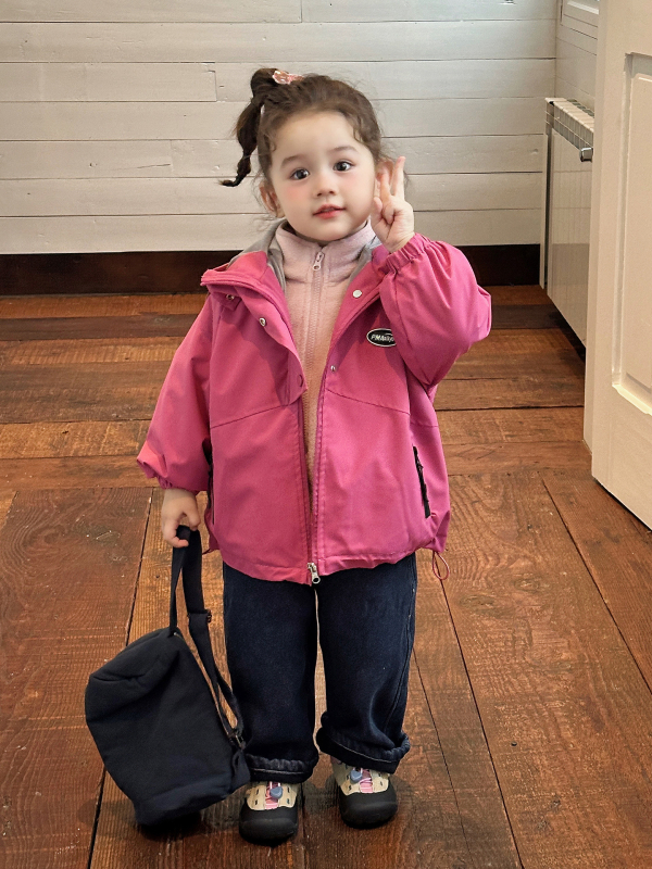 Lányoknak szóló kapucnis, szélálló 3-in-1 téli kabát fleece-béléssel és műszőr belsővel